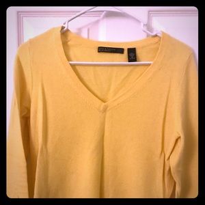 Yellow cashmere v neck sweater